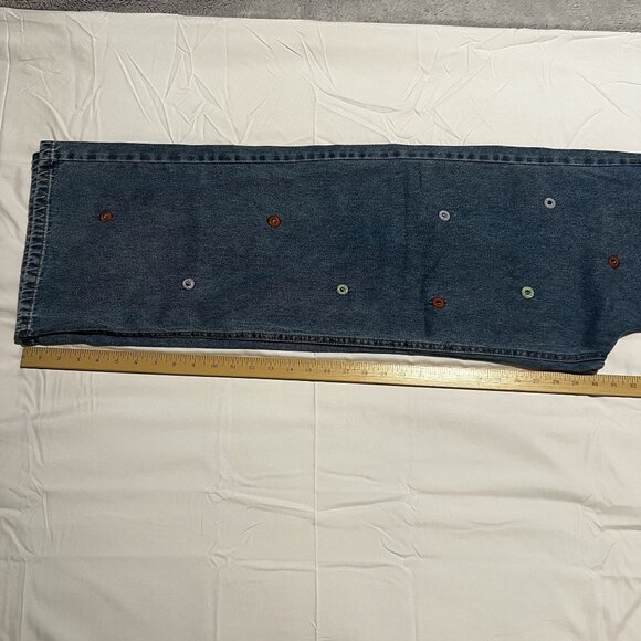 BlueSteel Jeanswear Embroidered Jeans Multicolor Accents Size 42 or 31 waist Den - Picture 6 of 9